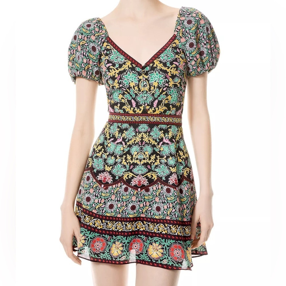 Alice + Olivia Dana Puff Sleeve Floral Mini Dress spring summer 2